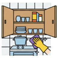 Curățenie în Interior dulapuri bucătărie pline