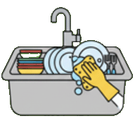 Spălarea vaselor (1 chiuvetă plină)